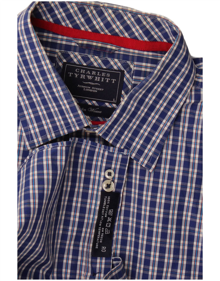 Charles Tyrwhitt Herrenhemd, groß, blau kariert, Baumwolle