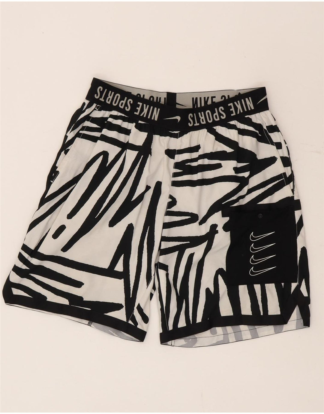 Nike Herren-Badeshorts mit Grafik, Größe S, Weiß, Polyester