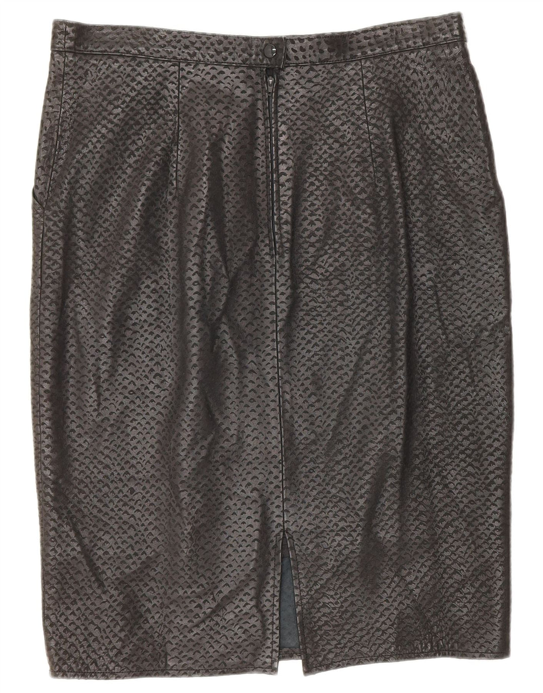 Vintage Damen Lederrock W34 Groß Schwarz Gefleckt