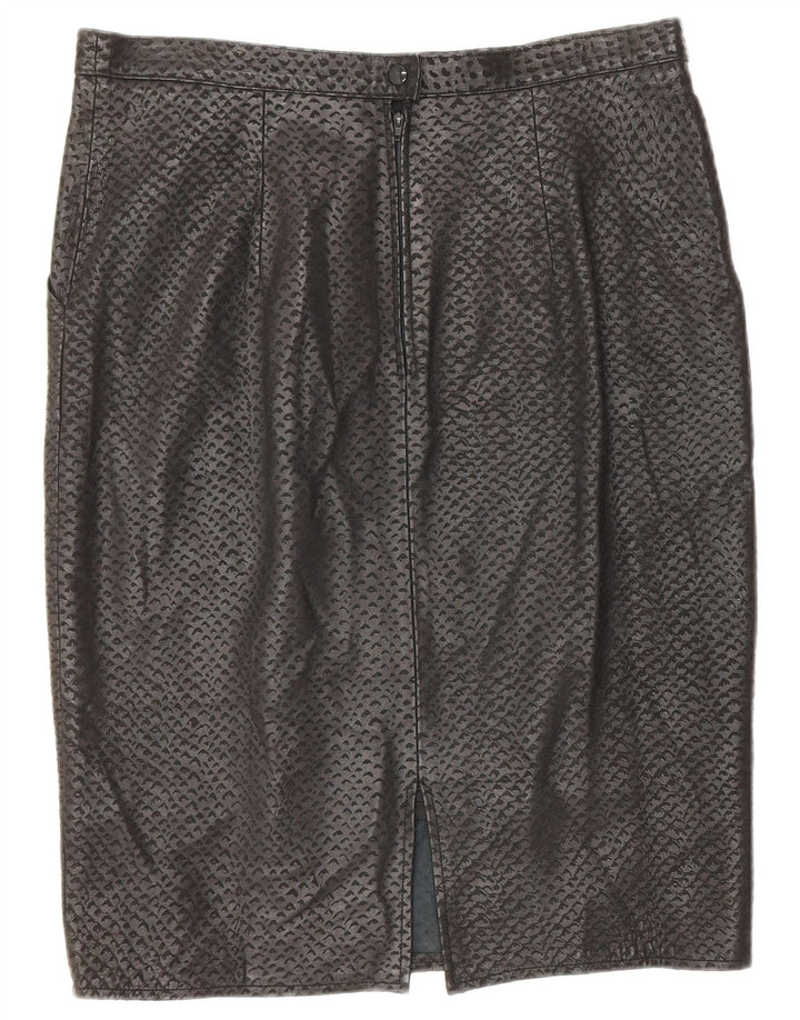 Vintage Damen Lederrock W34 Groß Schwarz Gefleckt