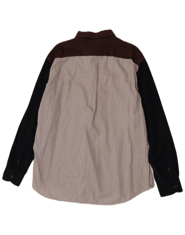 Harmont & Blaine Herren-Hemd mit regulärer Passform, 4XL, gebrochenes Weiß, Colourblock-Baumwolle