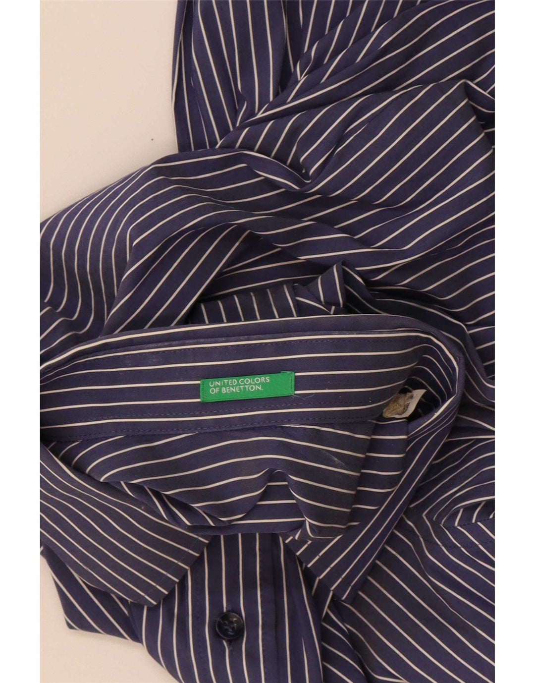 Benetton Herrenhemd Medium Navy Blue Nadelstreifen