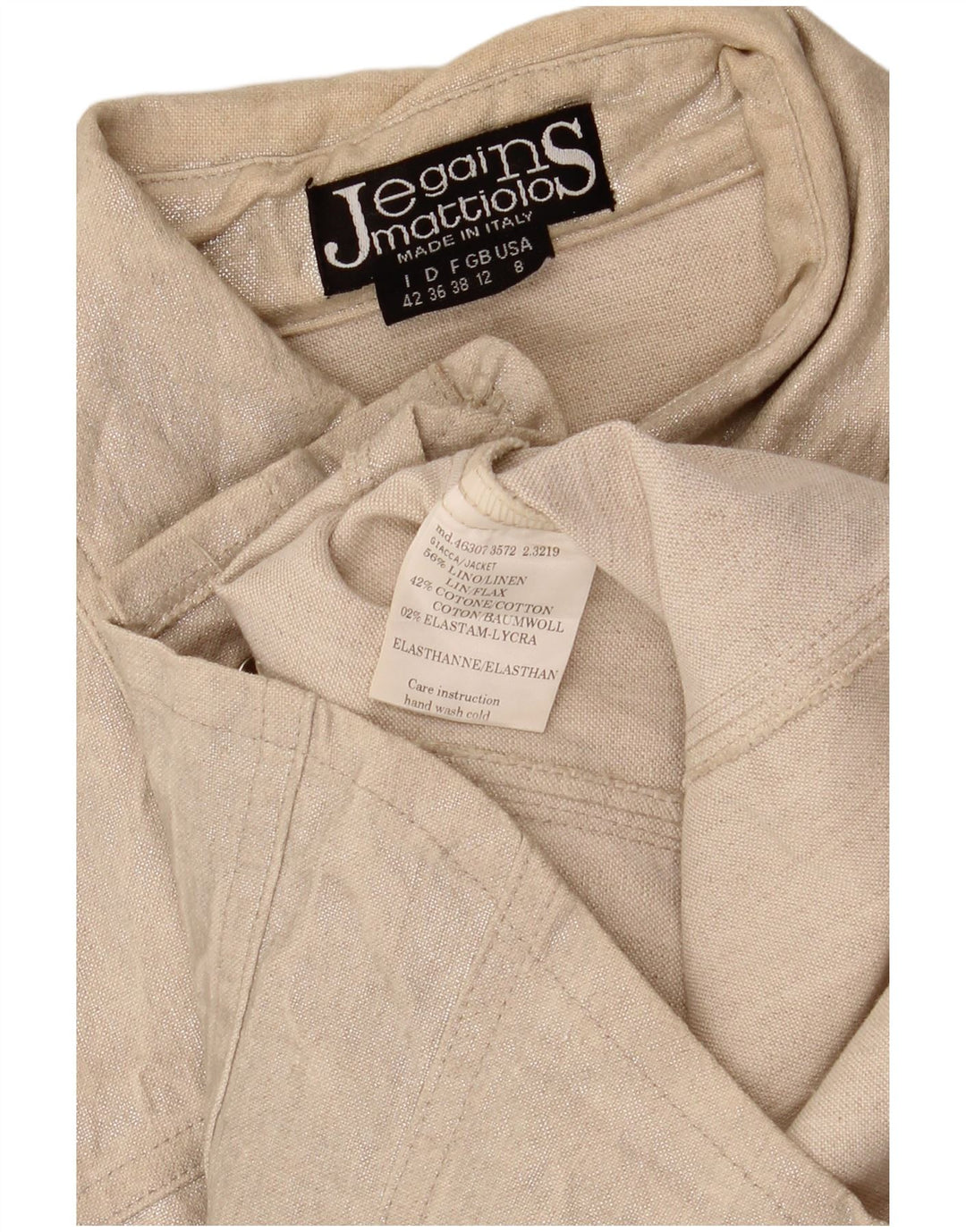 Jegains Mattiolo Damen Bomberjacke UK 12 Medium Beige Leinen