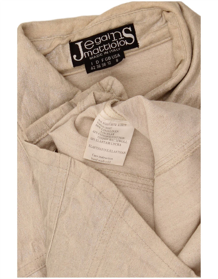 Jegains Mattiolo Damen Bomberjacke UK 12 Medium Beige Leinen