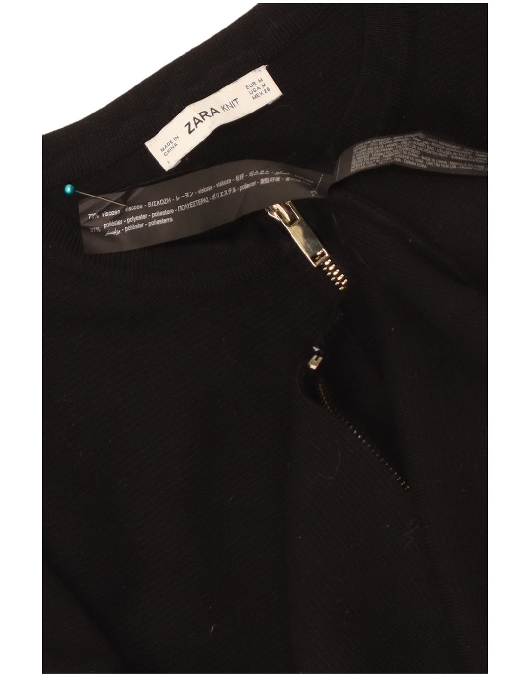 Zara Damen Crop Cardigan Pullover UK 12 Mittelschwarze Viskose