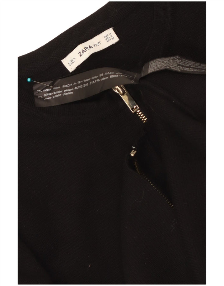 Zara Damen Crop Cardigan Pullover UK 12 Mittelschwarze Viskose