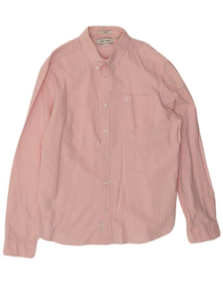 Jack Wills Slim-Fit-Hemd für Herren, groß, aus rosafarbener Baumwolle