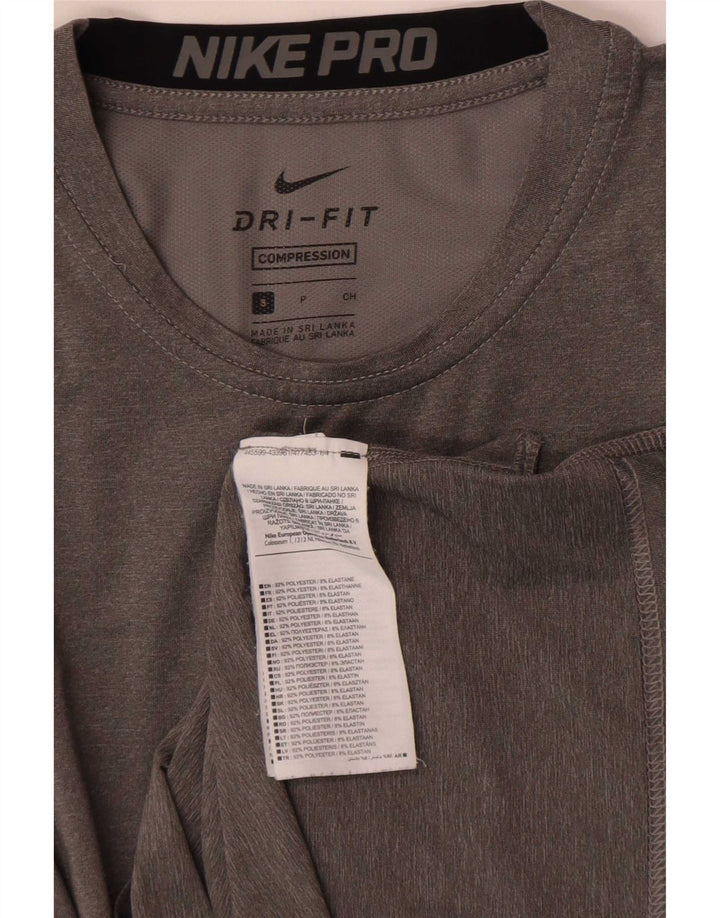 Nike Damen Dri Fit Top Langarm UK 10 Small Graues Colourblock-Polyester