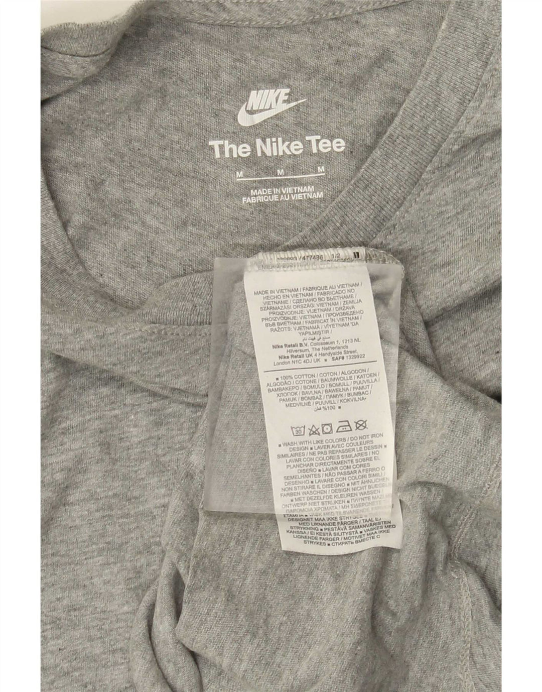 NIKE Herren-T-Shirt-Oberteil aus mittelgrauer Baumwolle