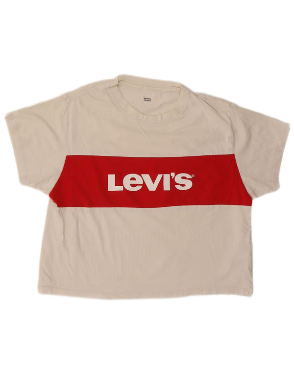 Levi's Damen-T-Shirt mit Grafik, UK 16, Größe L, weiße Baumwolle