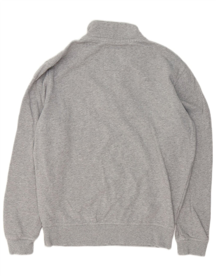 Crew Clothing Herren-Sweatshirt mit Reißverschluss am Hals, mittelgraue Baumwolle