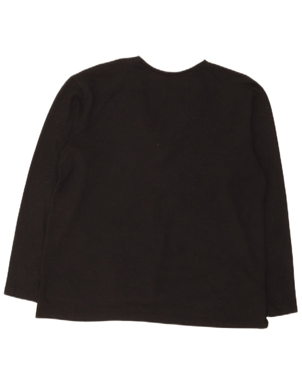 Zara Damen Top Langarm UK 14 Mittelschwarz gepunktetes Polyester