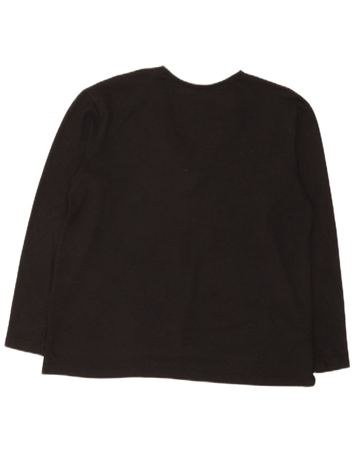 Zara Damen Top Langarm UK 14 Mittelschwarz gepunktetes Polyester