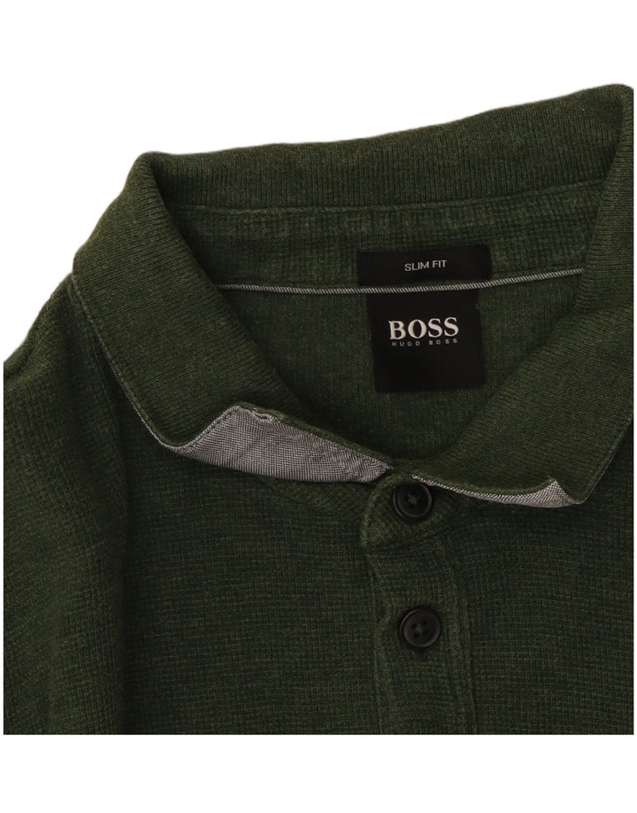 Hugo Boss Herren Langarm-Poloshirt, Größe L, Grün