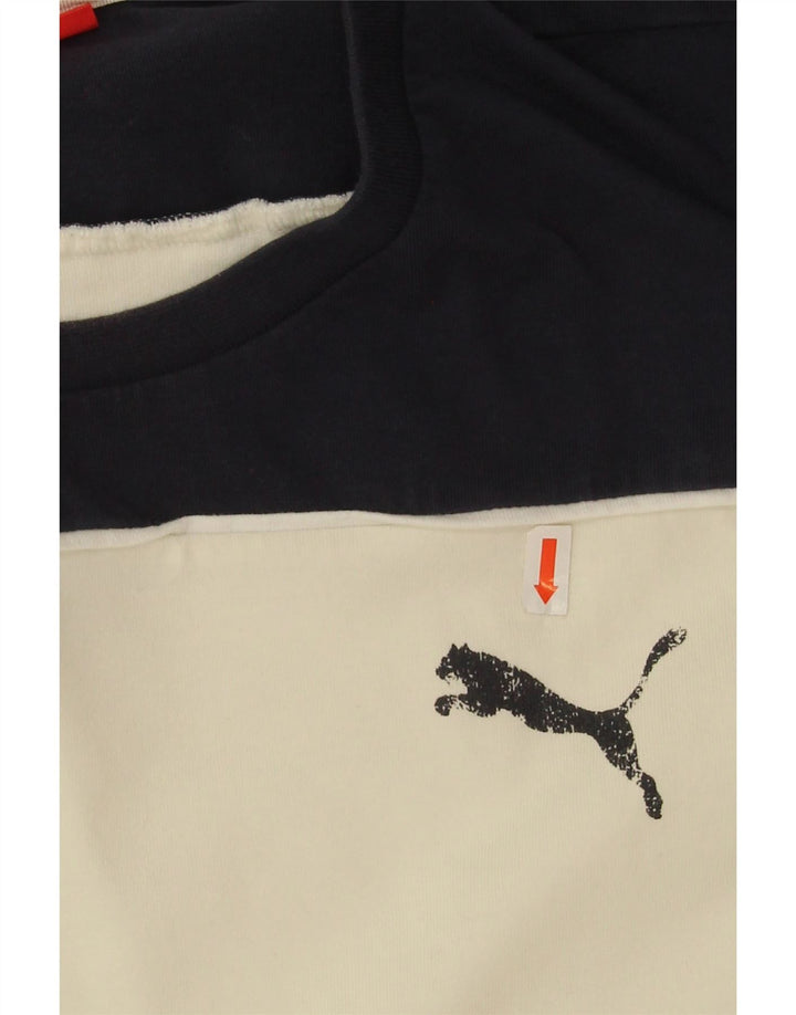 Puma Herren-Oberteil, langärmelig, groß, gebrochenes Weiß, Colourblock-Baumwolle