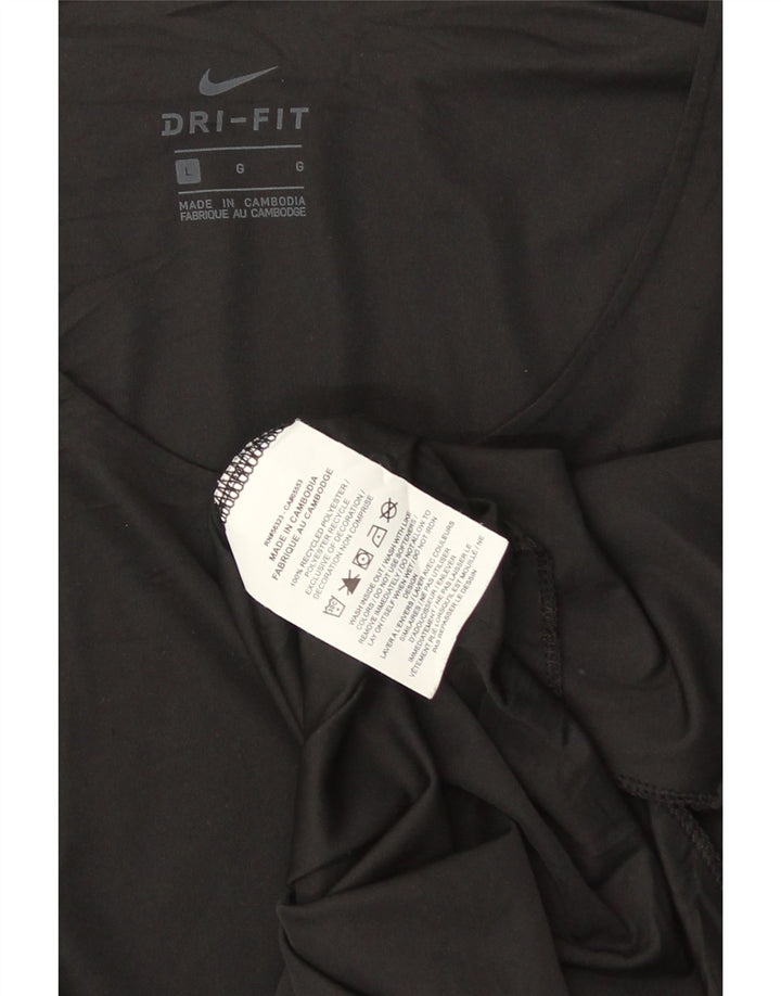 Nike Damen Dri Fit T-Shirt Top UK 16 Large Schwarz Polyester