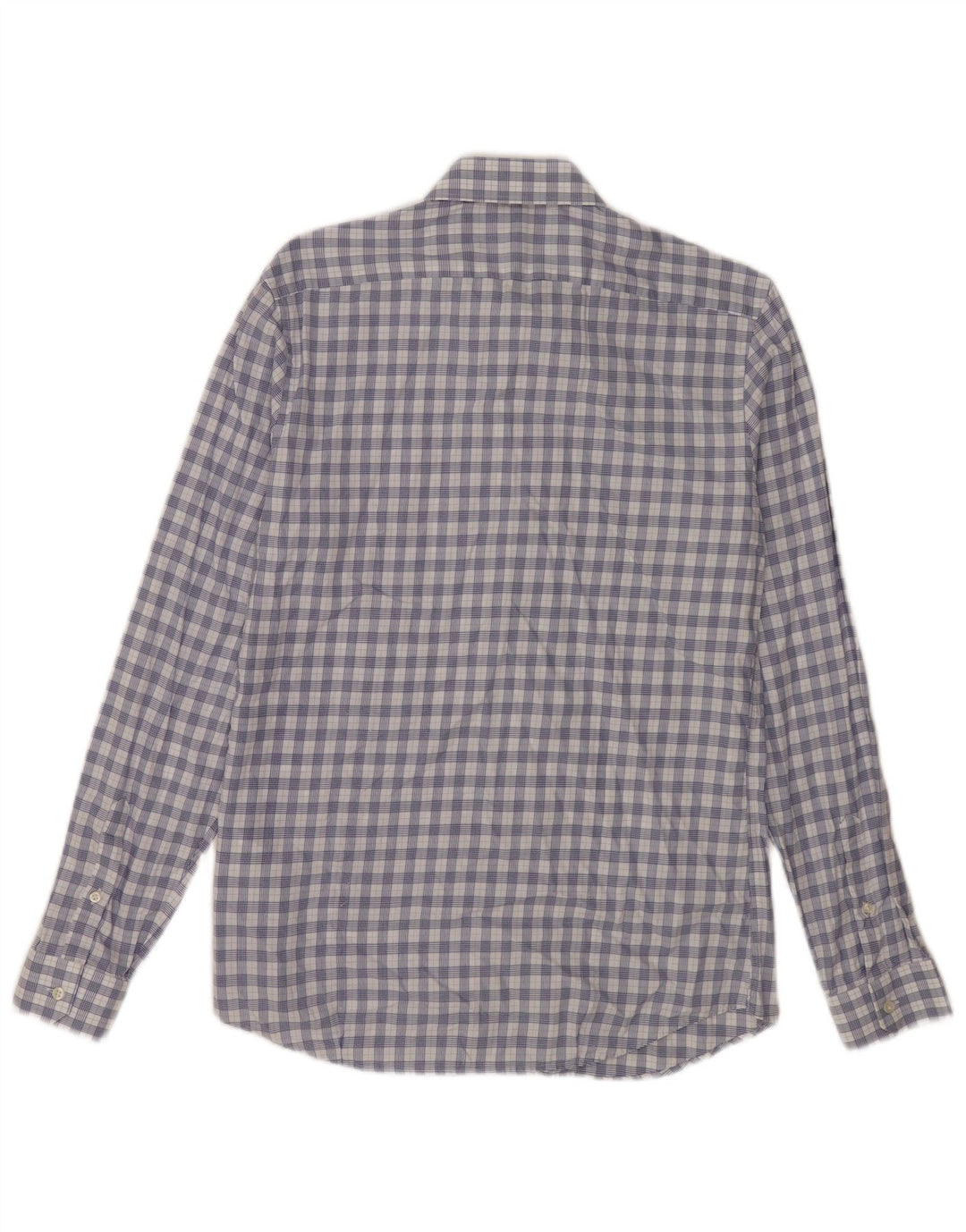 Reiss Herren-Slim-Fit-Hemd aus mittelblau karierter Baumwolle