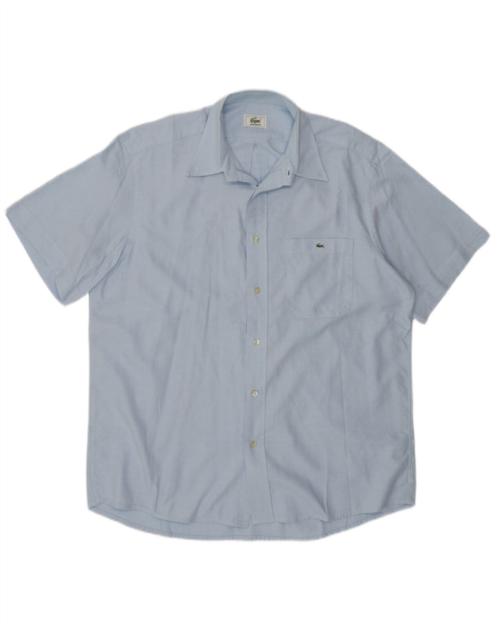 Lacoste Herren-Kurzarmhemd, Größe 41, große blaue Baumwolle