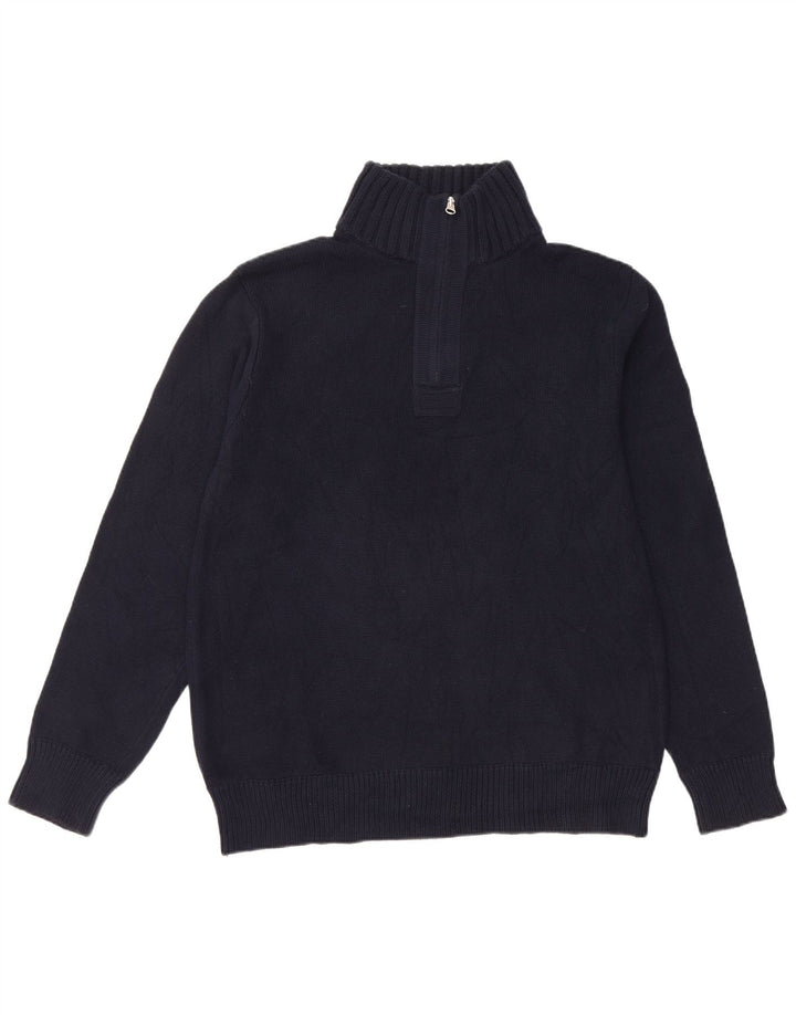 J. CREW Herren-Pullover mit Reißverschluss am Hals, groß, marineblaue Baumwolle
