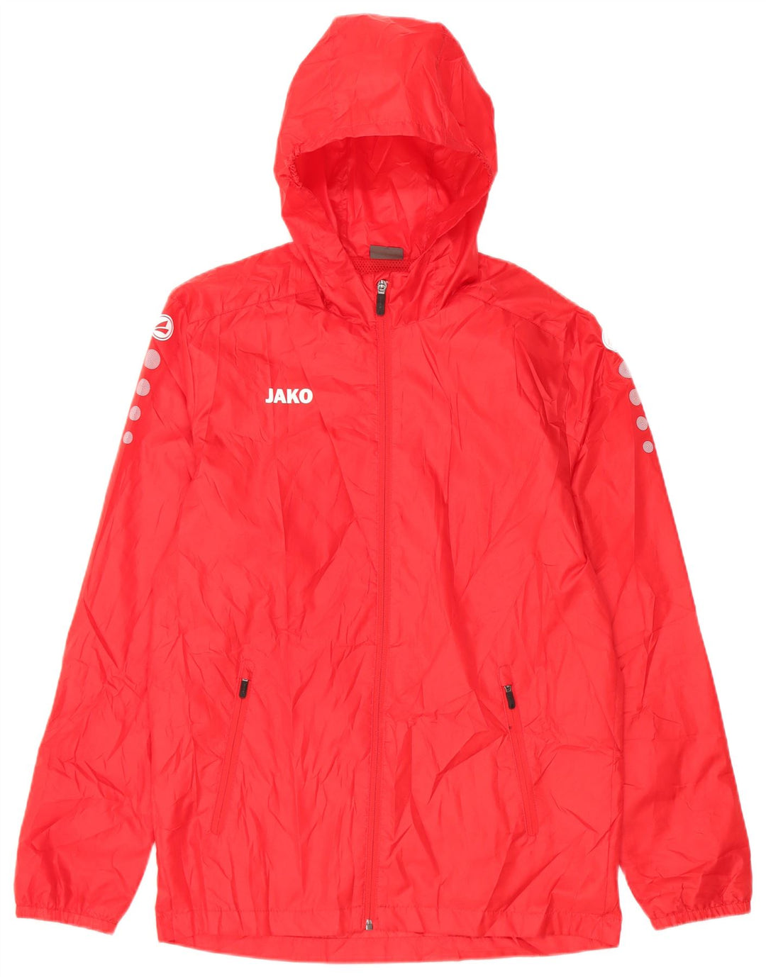 Jako Herren-Regenjacke mit grafischer Kapuze, UK 36, Größe S, Rot, Polyester