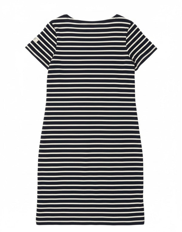 Joules Womens T-Shirt Dress UK 10 Small  Navy Blue Striped Cotton