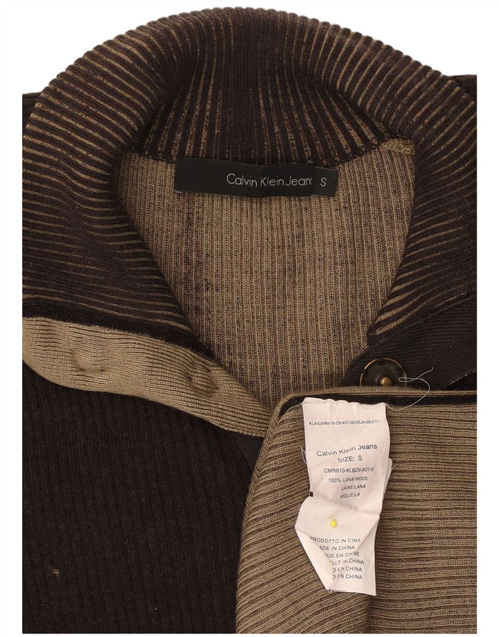 CALVIN KLEIN JEANS Damen-Pullover mit Knopfkragen, Gr. 10, Größe S, Braun