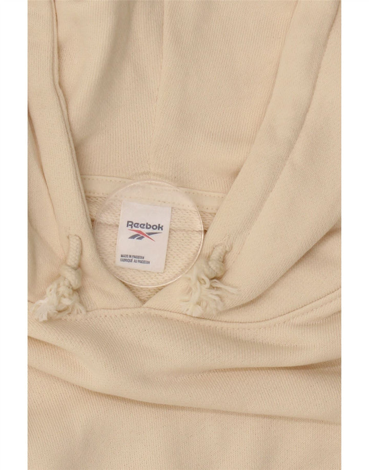 REEBOK Damen Übergroßer Kapuzenpullover UK 16 Large Off White Cotton