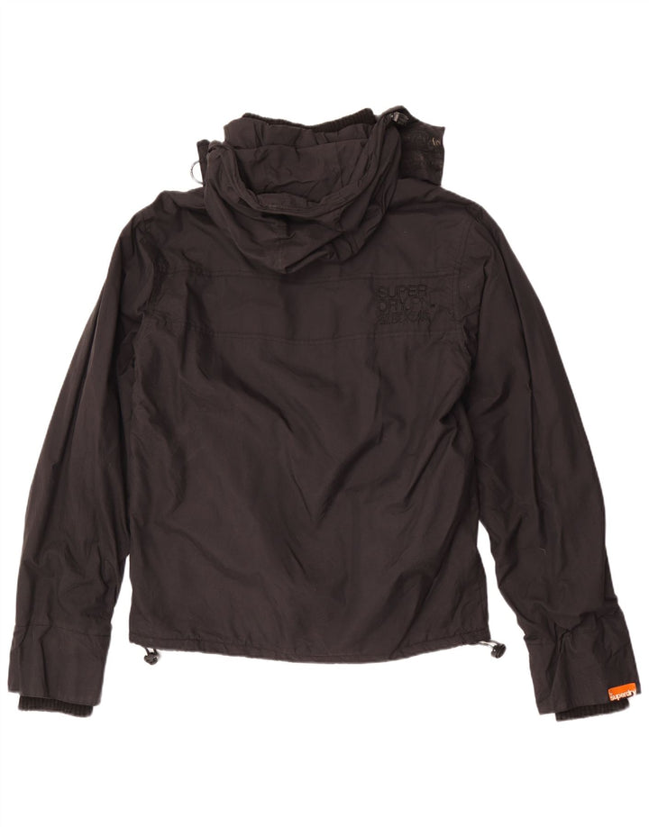 Superdry Herren-Windbreakerjacke mit Kapuze, UK 40, Größe L, aus schwarzem Nylon