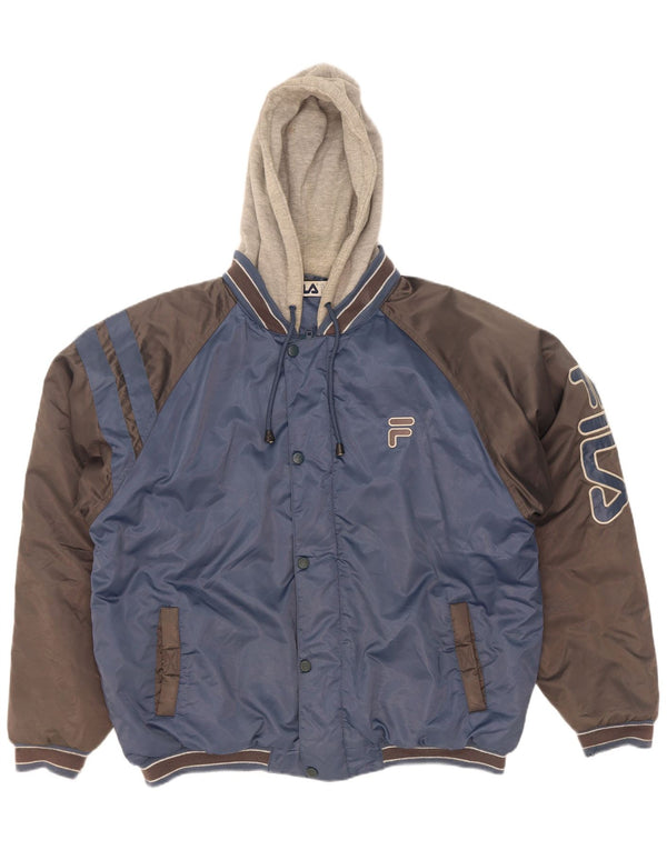 Fila Herren-Trainingsanzug mit grafischem Oberteil, groß, Marineblau, Farbblock