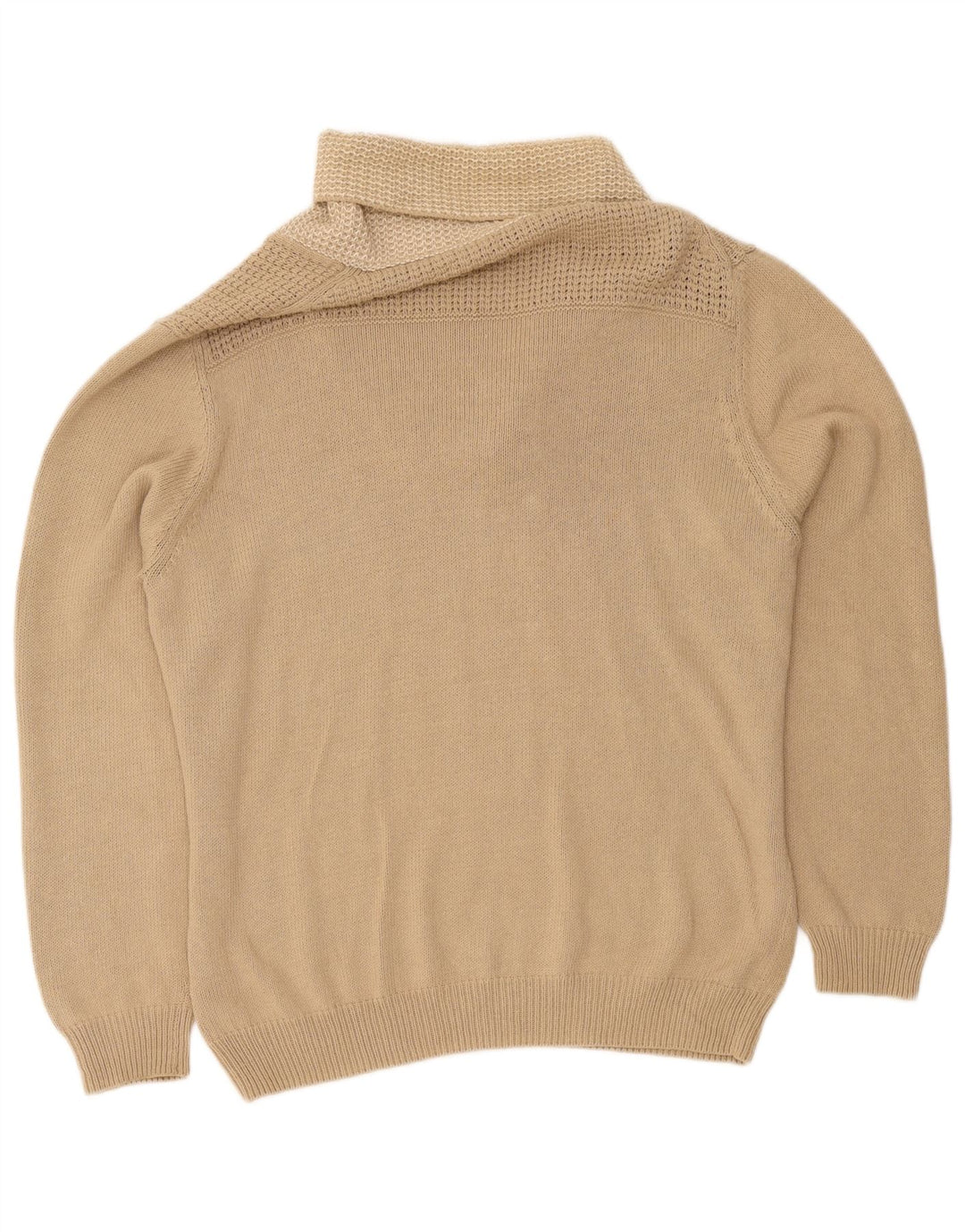 Massimo Dutti Herren-Pullover mit Schalkragen, 2XL, beige Baumwolle