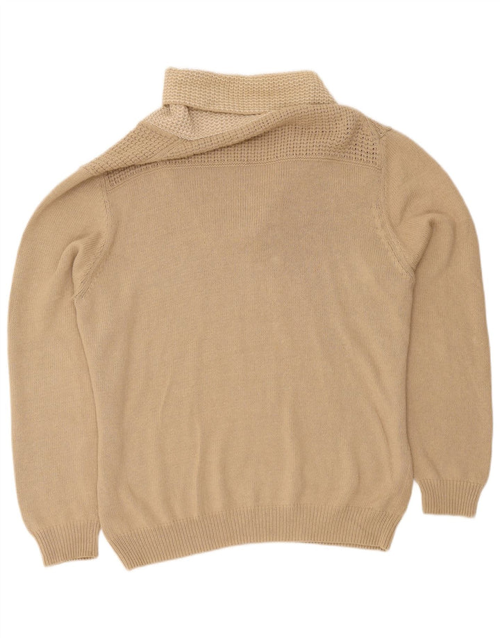 Massimo Dutti Herren-Pullover mit Schalkragen, 2XL, beige Baumwolle
