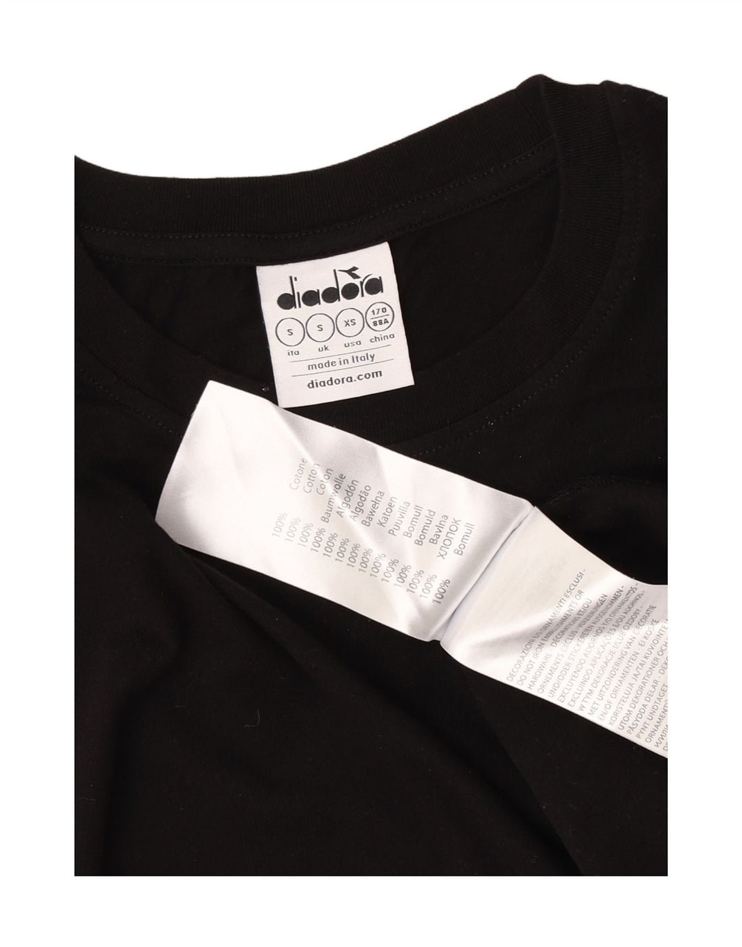 Diadora Herren-T-Shirt mit Grafik, Größe S, schwarze Baumwolle