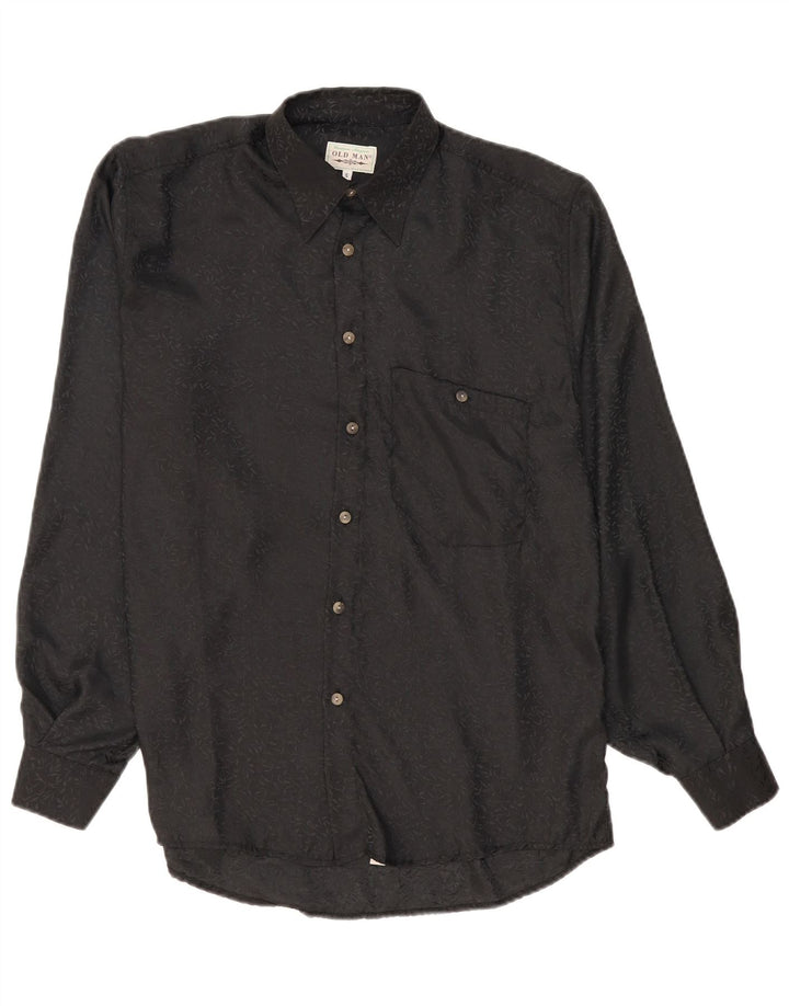 Vintage Herrenhemd Kleine schwarze Viskose mit Blumenmuster