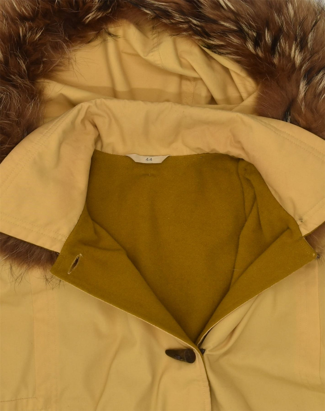 VINTAGE Womens Hooded Overcoat EU 44 XL  Beige Cotton | Vintage Vintage | Thrift | Second-Hand Vintage | Used Clothing | Messina Hembry 