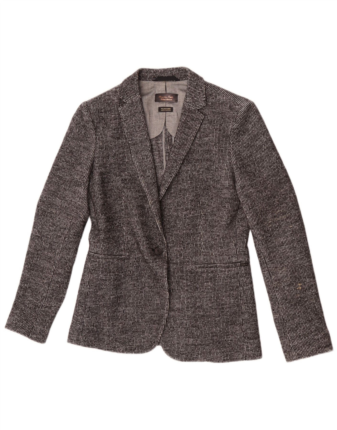 Massimo Dutti Damen 1-Knopf-Blazerjacke EU 40 Mittelgrauer Hahnentritt