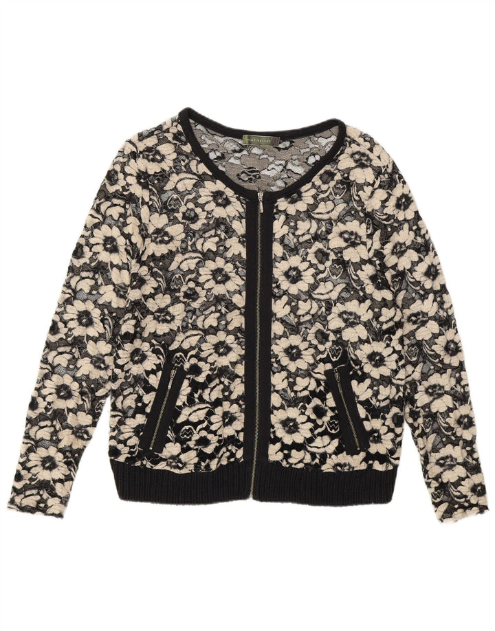 MINT VELVET Durchsichtiges Damen-Cardigan-Oberteil UK 14 Mittelschwarze Viskose