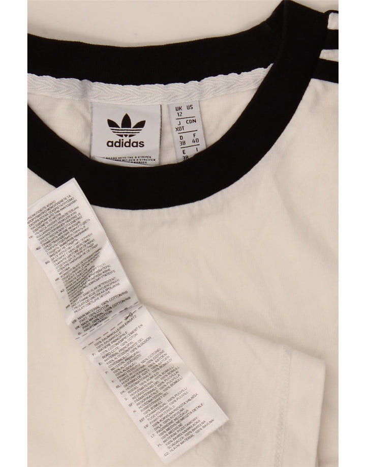 Adidas Damen T-Shirt Top UK 12 Mittelweiße Baumwolle