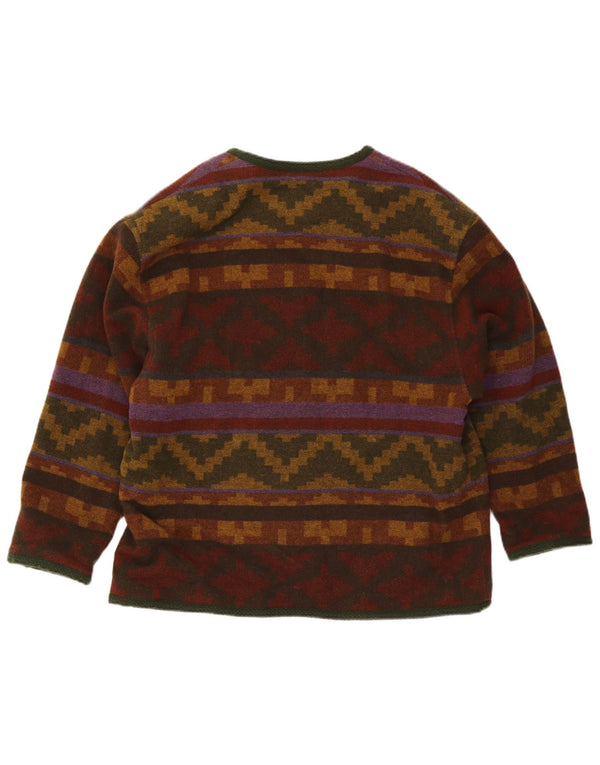 Vintage Damen Cardigan Pullover UK 18 XL Mehrfarbige geometrische Wolle