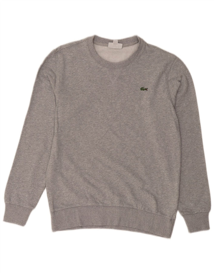Lacoste Herren-Sweatshirt-Pullover, Größe 41, große graue Baumwolle