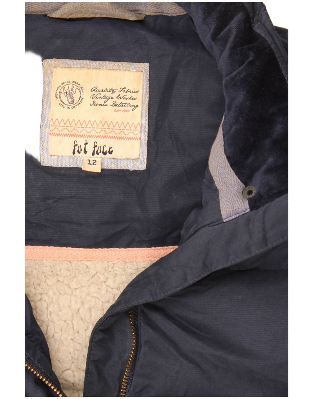 Fat Face Damen Sherpa Wattierte Weste UK 12 Medium Marineblau Polyester