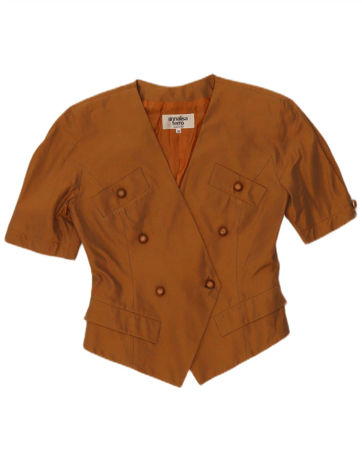 Annalisa Ferro Damen Crop Short Sleeve Blazer Jacke IT 44 Mittelbraun