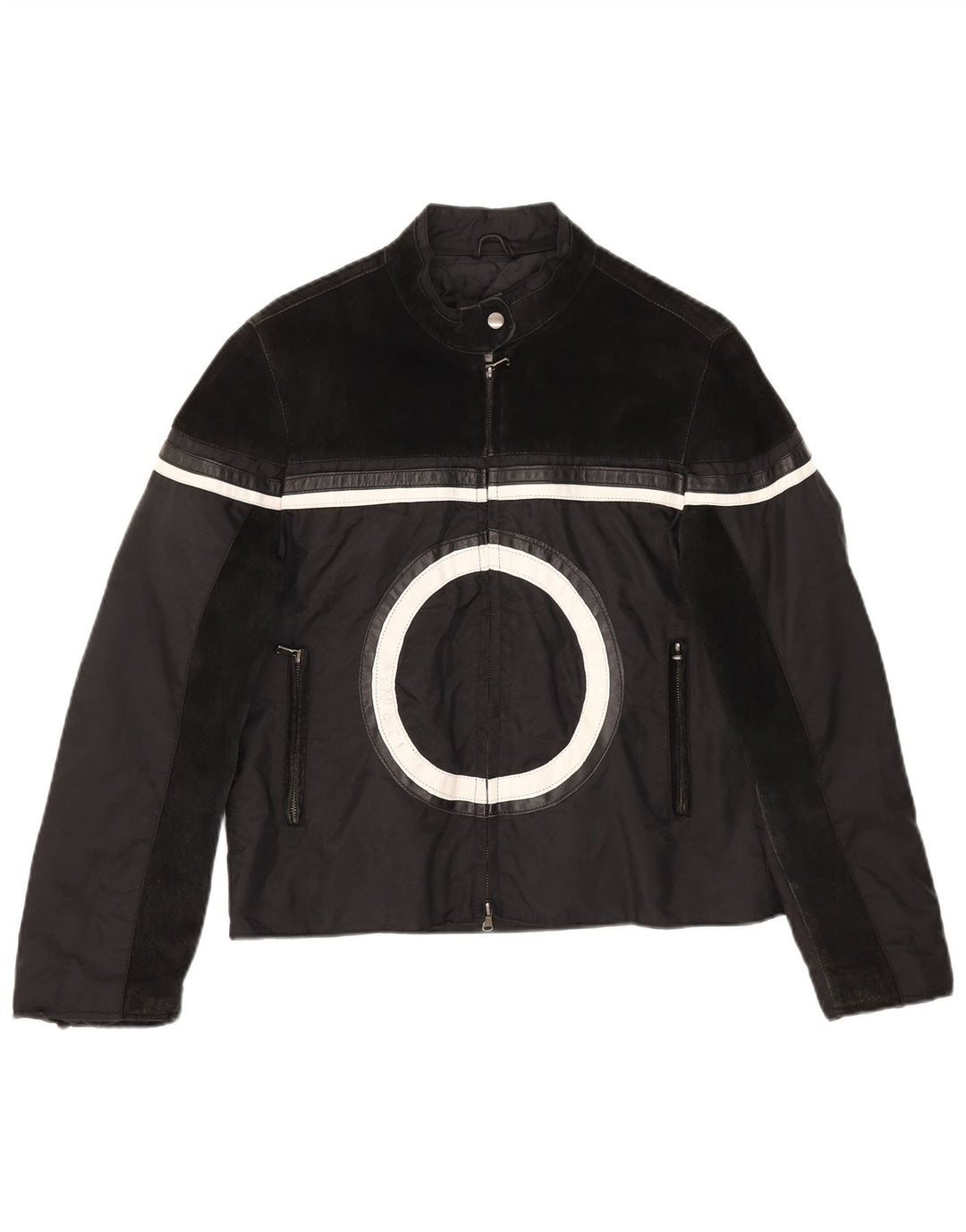 Les Boulevards Damen Graphic Racer Jacke IT 48 XL Schwarz Farbblock