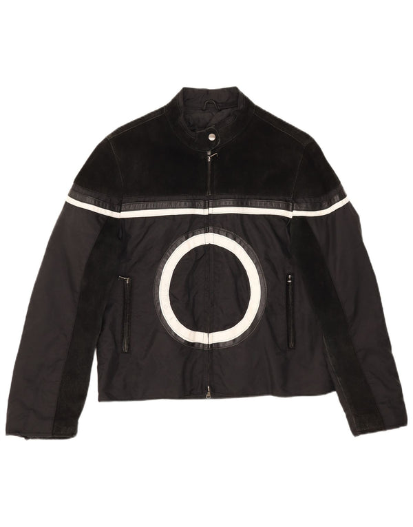 Les Boulevards Damen Graphic Racer Jacke IT 48 XL Schwarz Farbblock