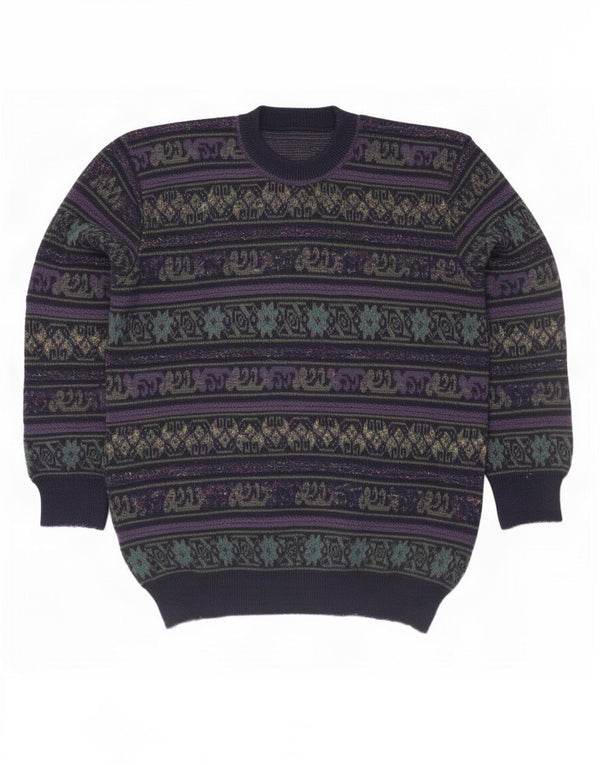 Vintage Mens Crew Neck Jumper Sweater XL Multicoloured Geometric