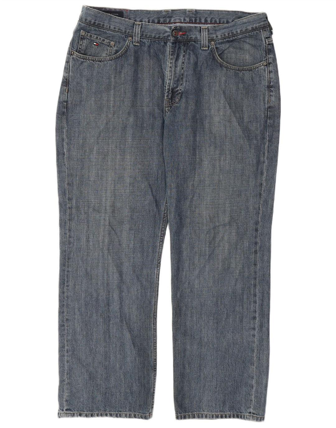 TOMMY HILFIGER Herren Straight Jeans W38 L30 Blaue Baumwolle