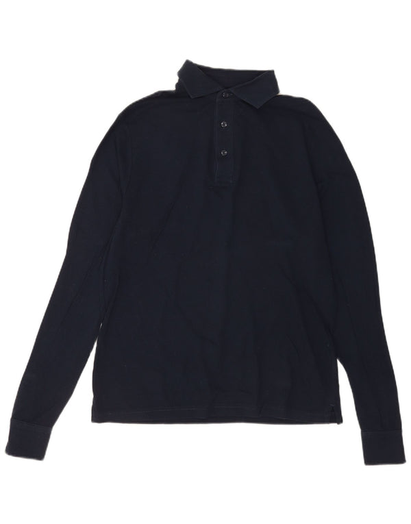 Tommy Hilfiger Herren-Langarm-Poloshirt, klein, marineblau, Baumwolle
