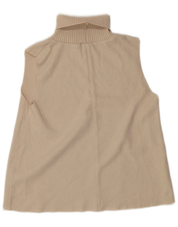 Zara Damen Rollkragen-Tanktop UK 14 Medium Off White Polyester