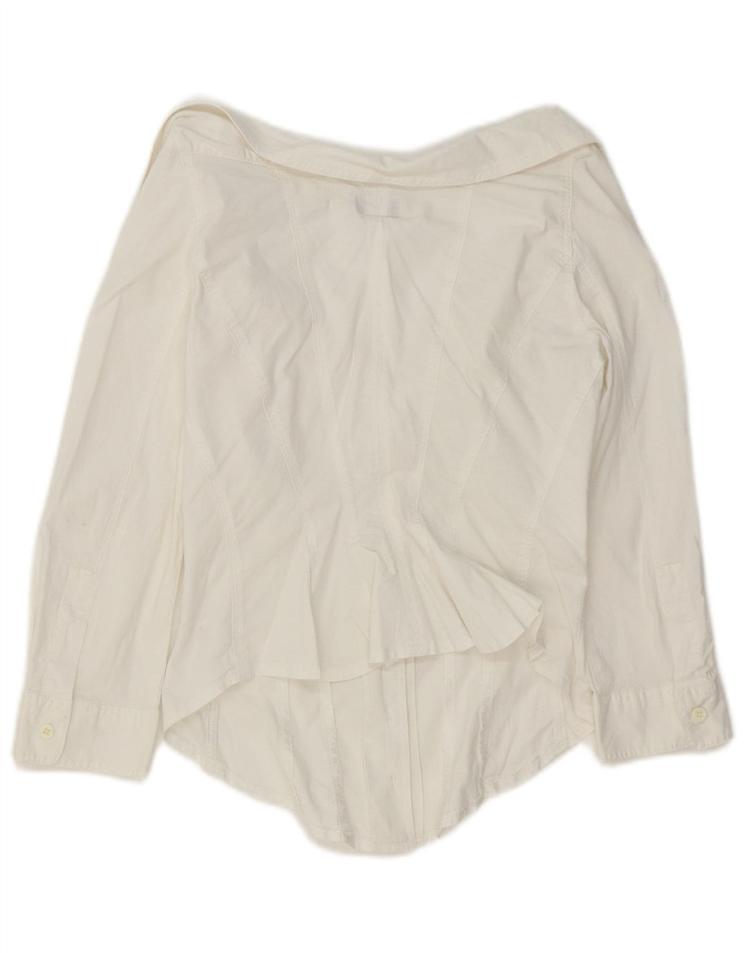 Armani Jeans Damen 3/4 Ärmel Crop Shirt IT 42 Mittelweiße Baumwolle