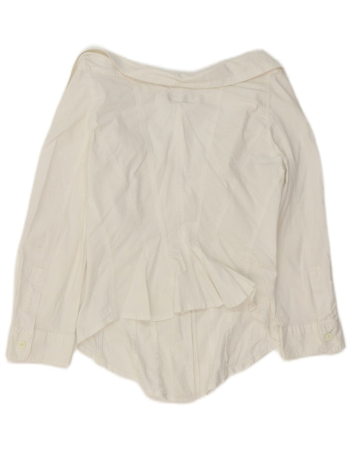 Armani Jeans Damen 3/4 Ärmel Crop Shirt IT 42 Mittelweiße Baumwolle