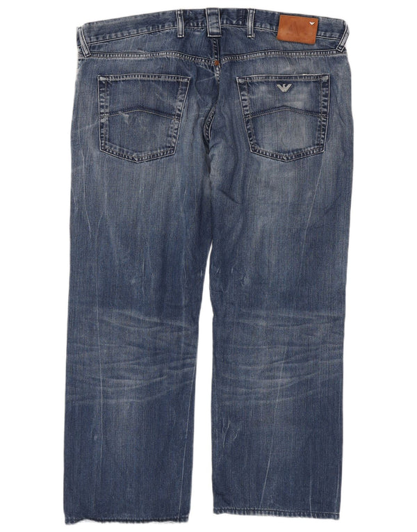 Armani Herren Straight Jeans W40 L29 Blaue Baumwolle
